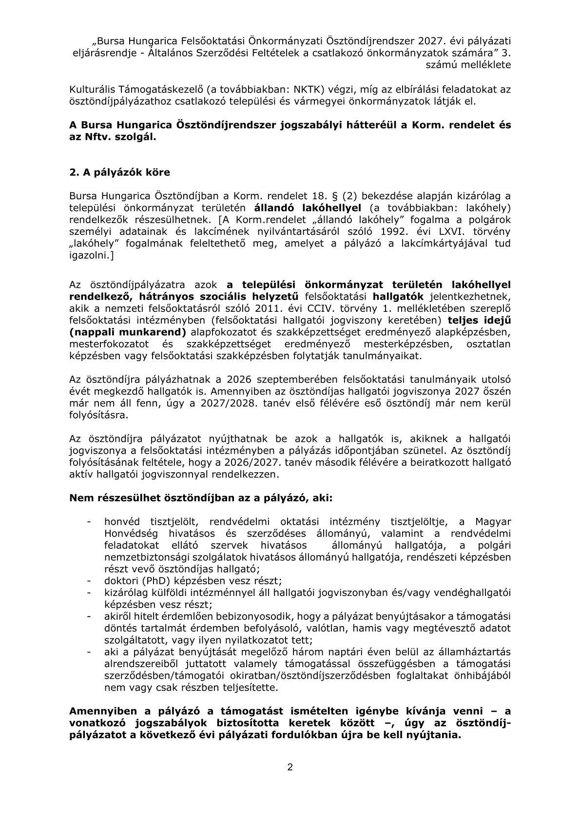 A tipusu palyazati kiiras 2