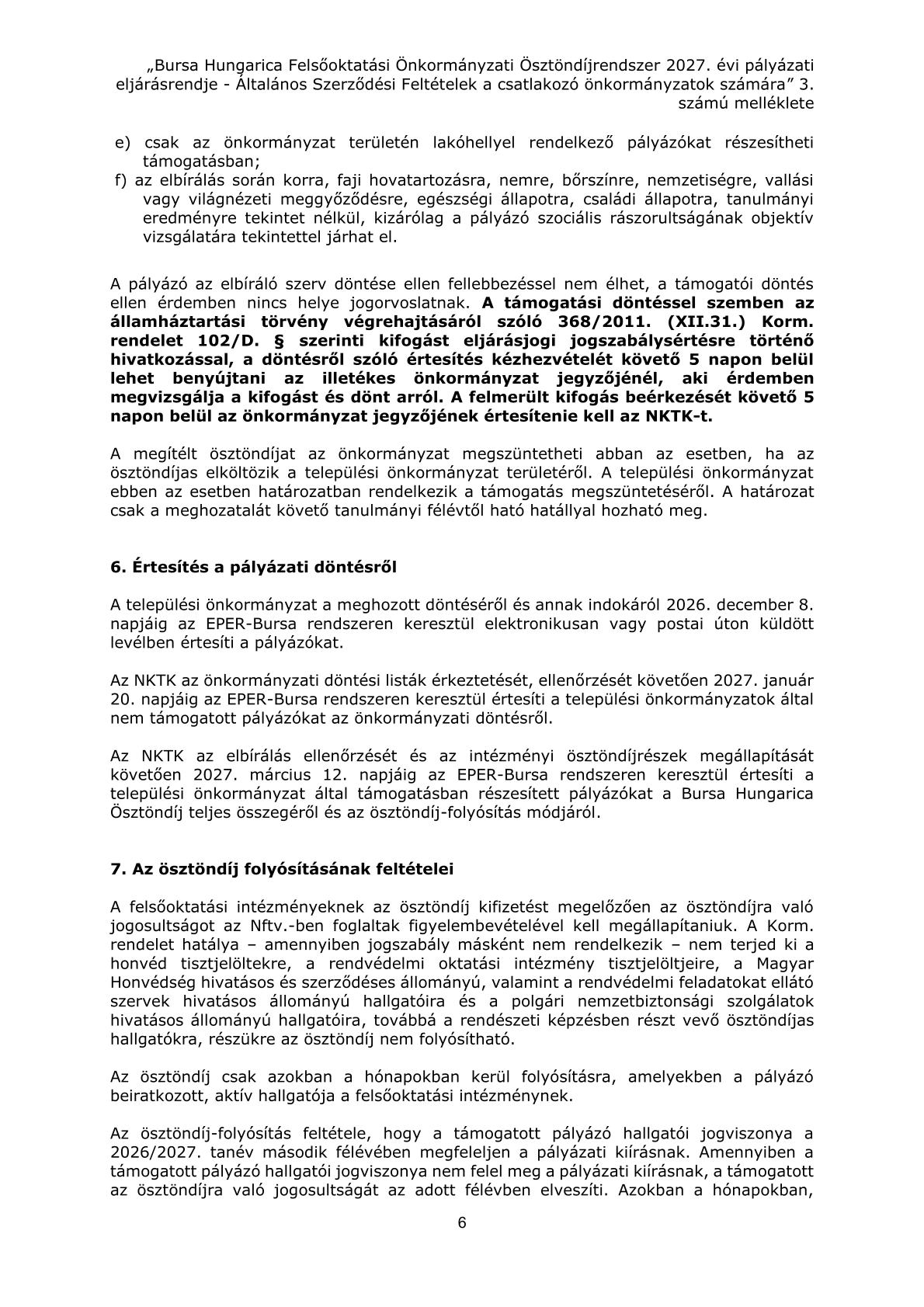 A tipusu palyazati kiiras 6