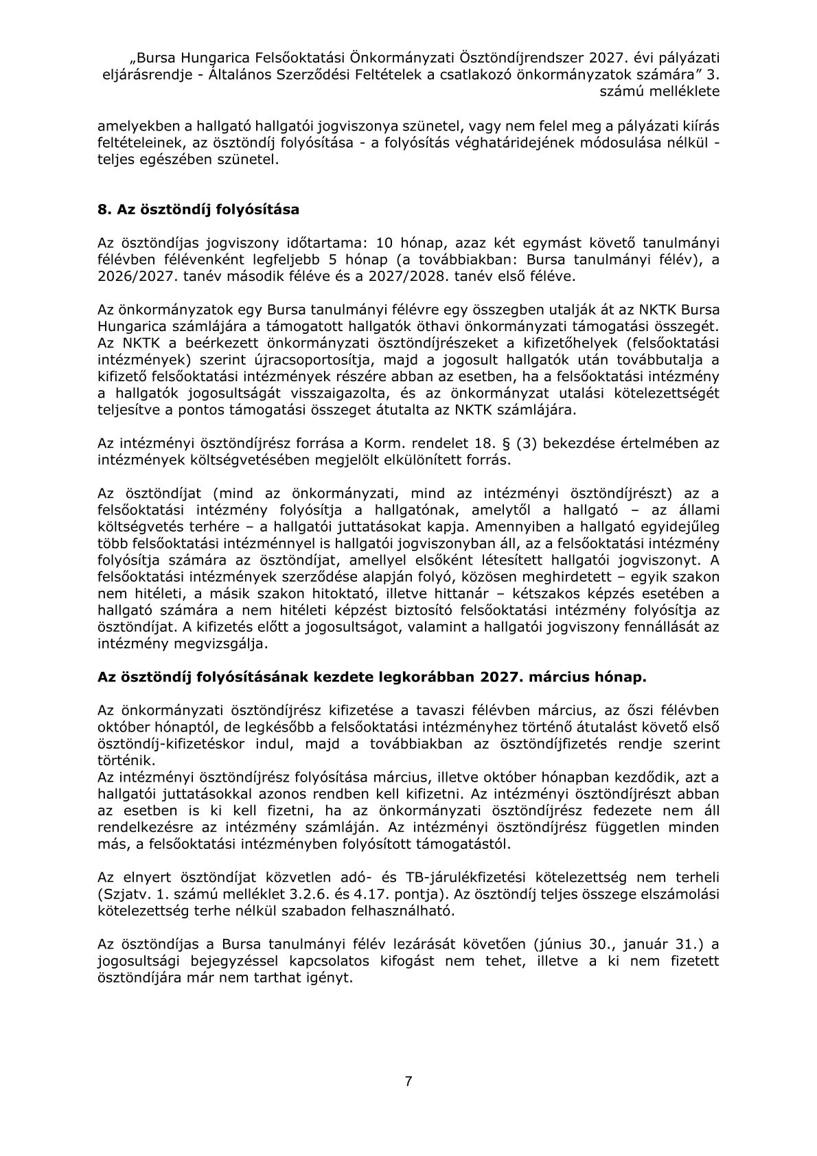 A tipusu palyazati kiiras 7